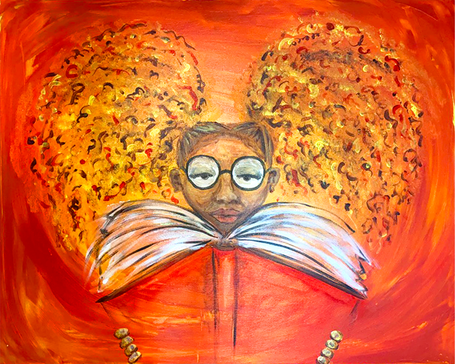 "Reading is Paramount" Original 24" x 30" Painting. Acrylic on canvas.