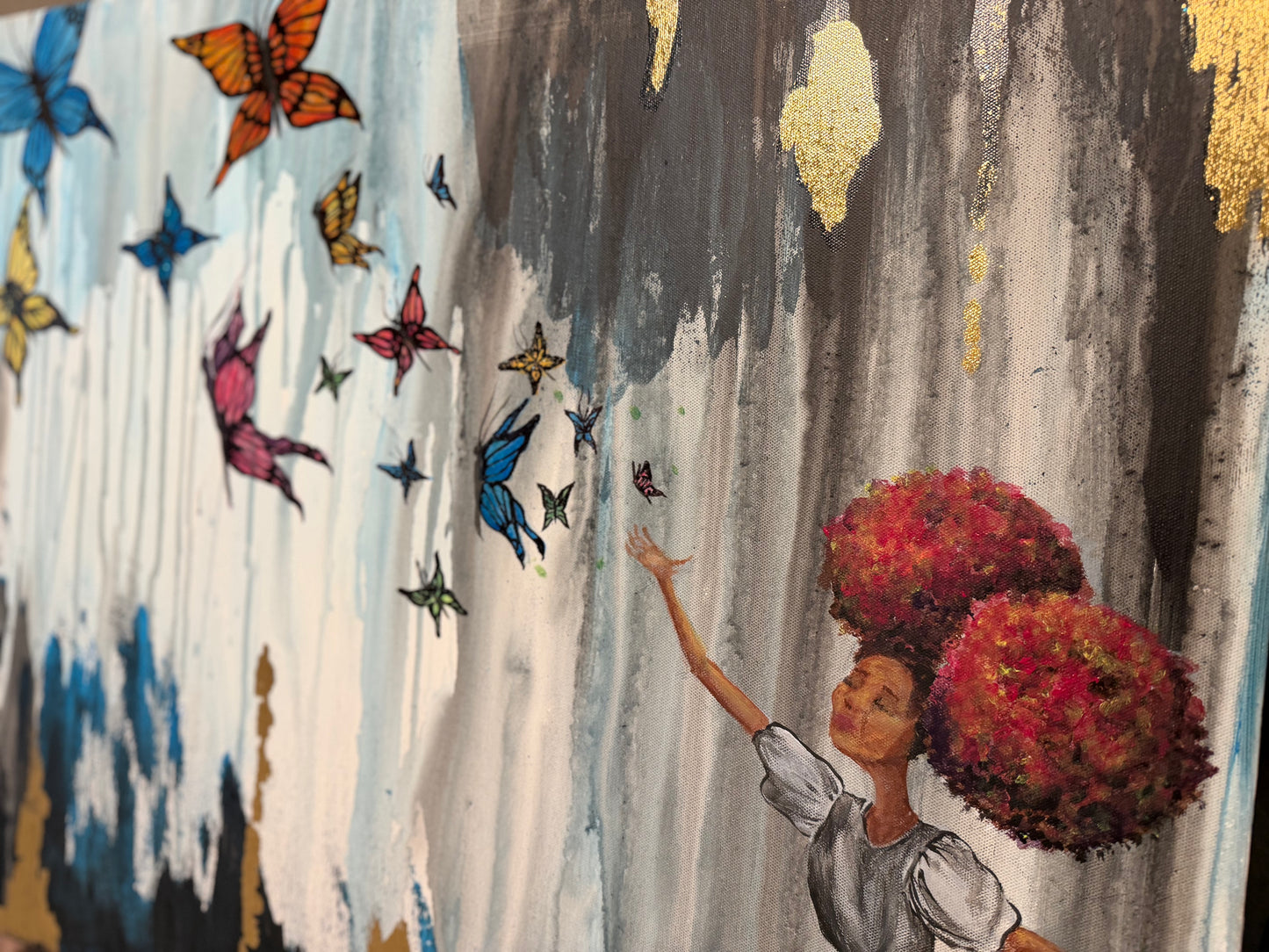 "Beauty and Butterflies" 20" x 30" Original Acrylic Painting