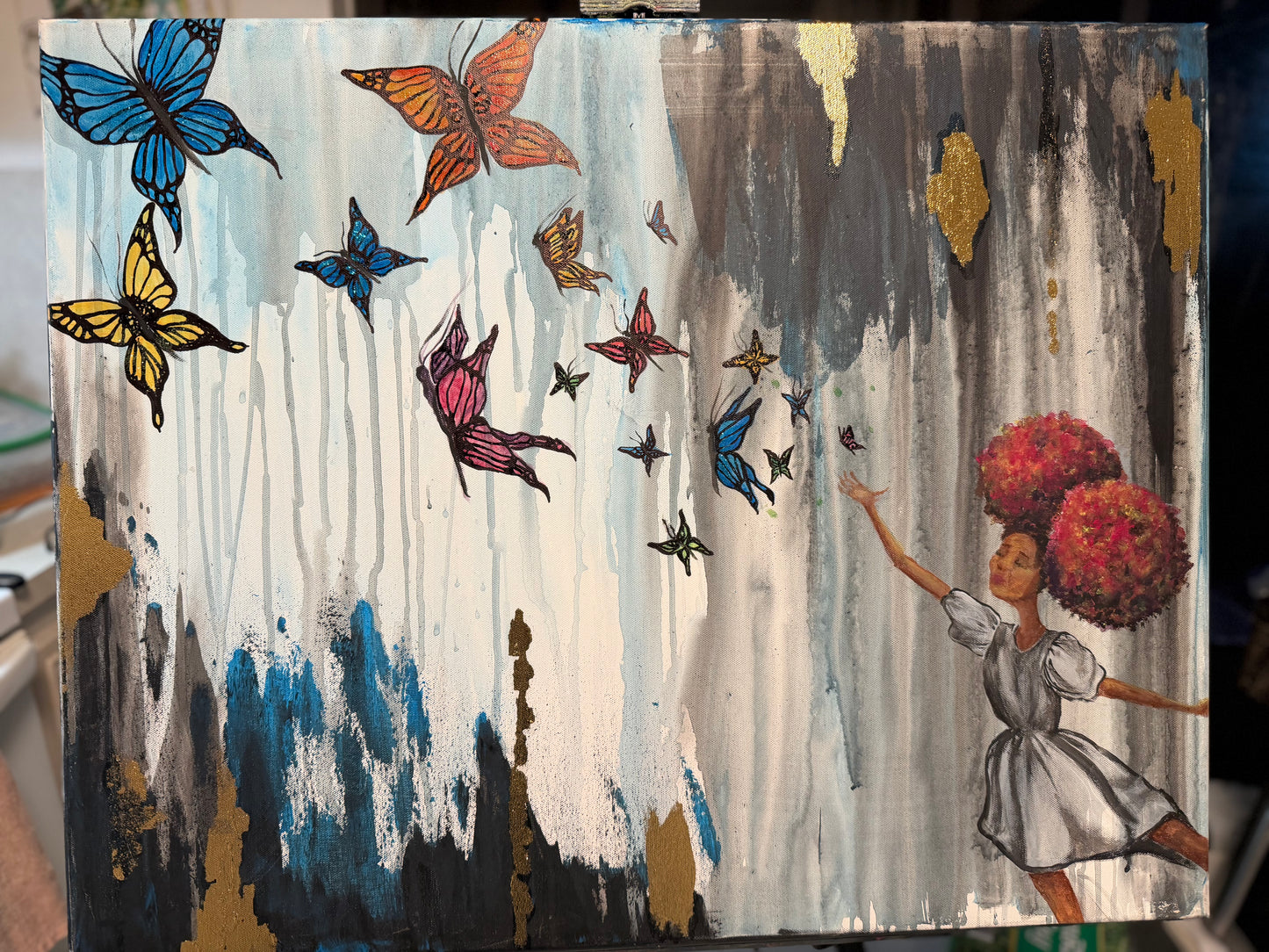 "Beauty and Butterflies" 20" x 30" Original Acrylic Painting
