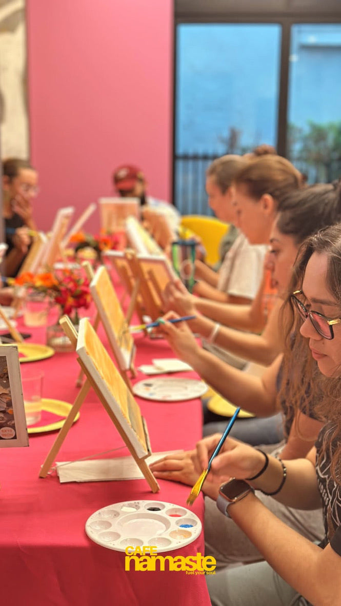 cafe namaste collaboration Art Workshop painting meditation art therapy crafts things to do with friends diy