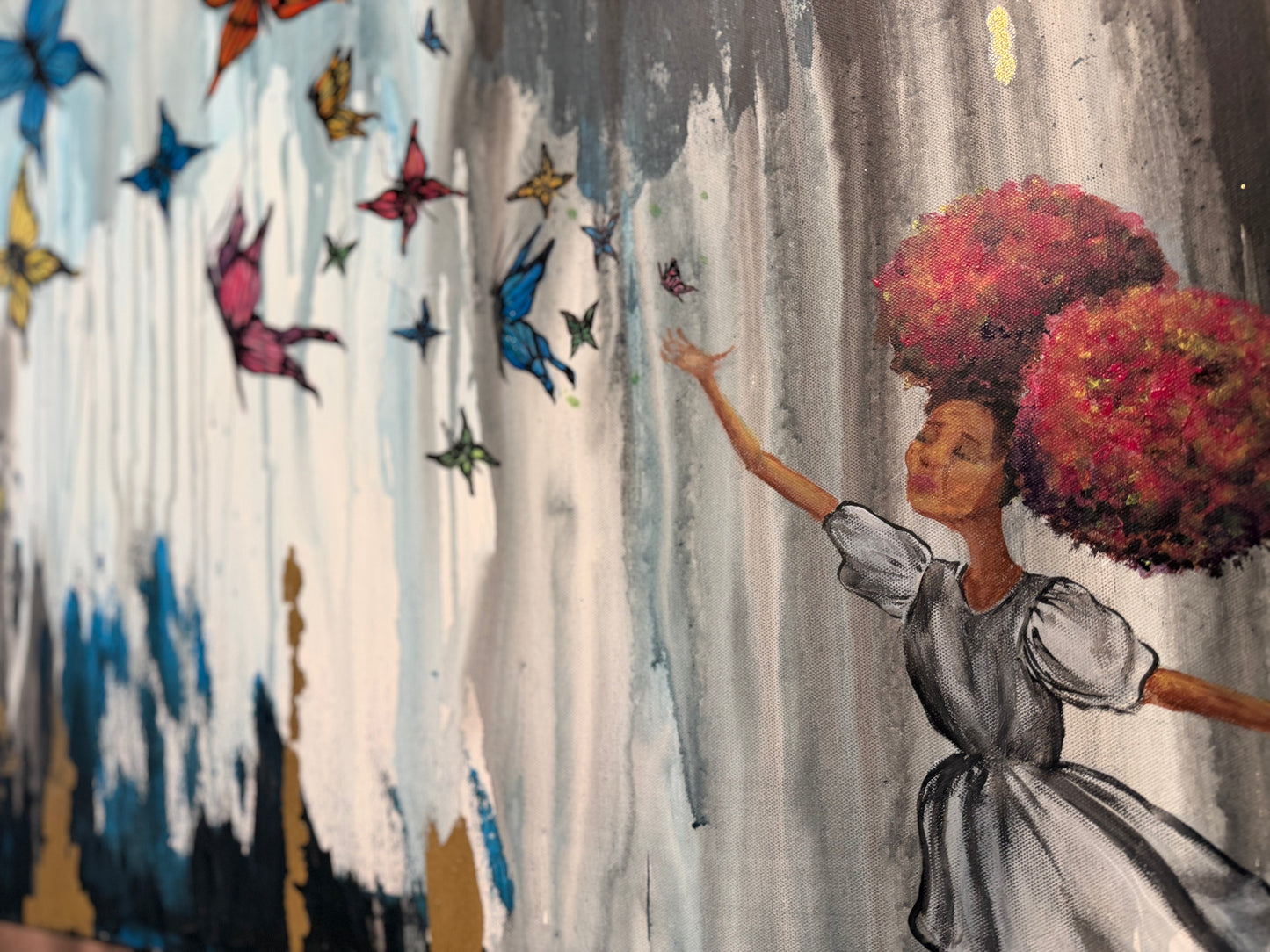 "Beauty and Butterflies" 20" x 30" Original Acrylic Painting