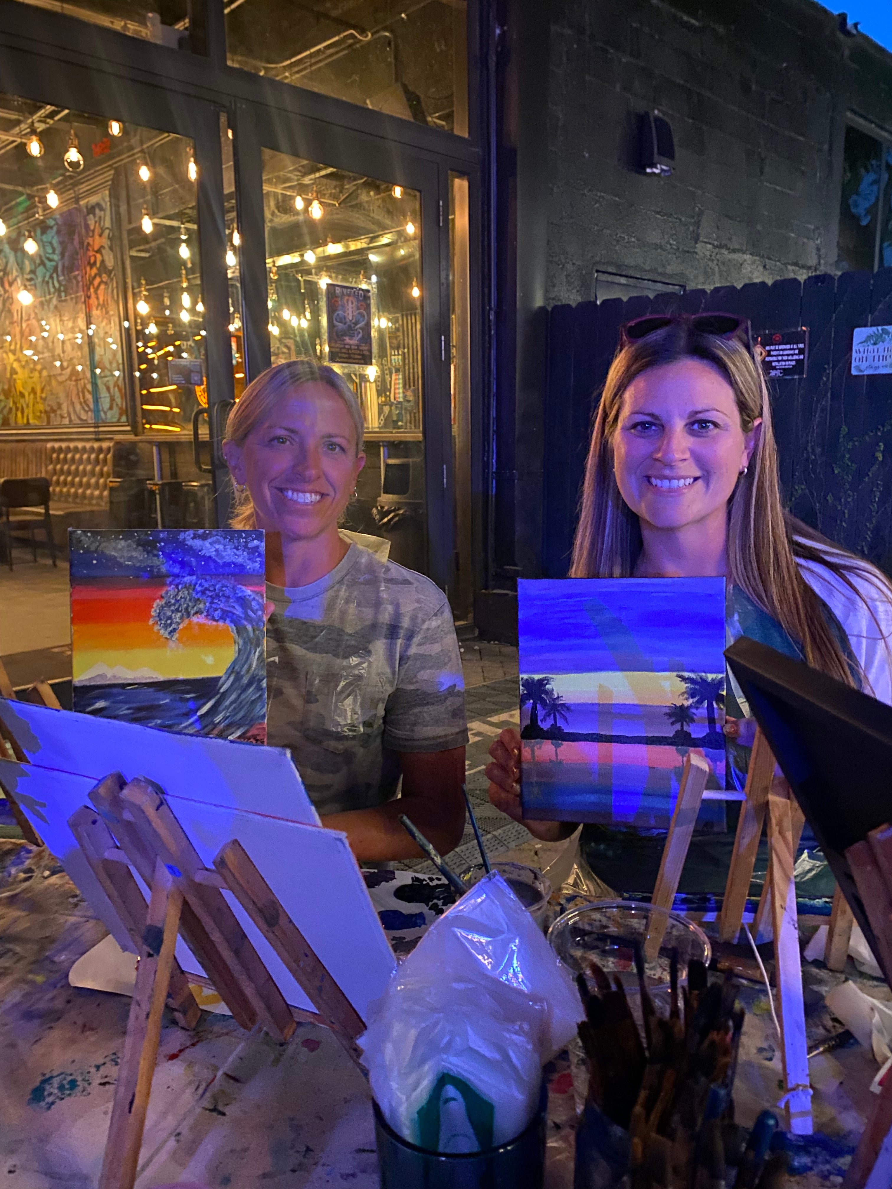 ASHMCC crafts Art class at Magic 13 brewing co miami fl two adult students painting 