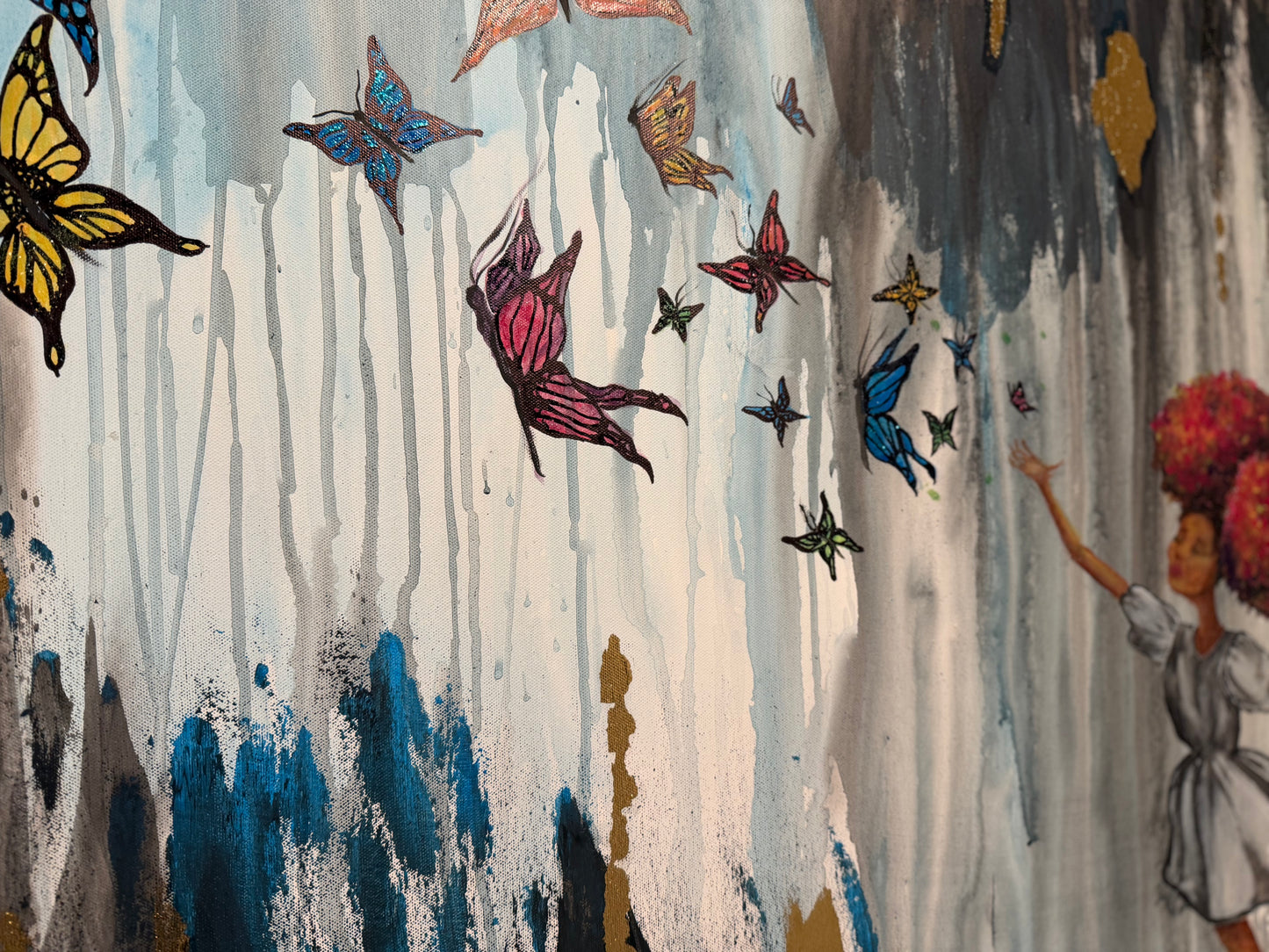 "Beauty and Butterflies" 20" x 30" Original Acrylic Painting