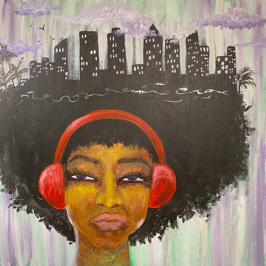 "Miami Mane" Original 24" x 24" Painting. Acrylic on canvas.