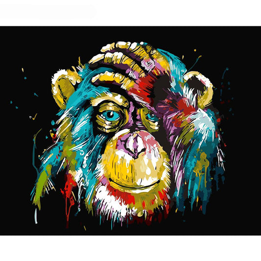 Frameless Canvas Baboon Animal DIY Painting By Number Wall Art